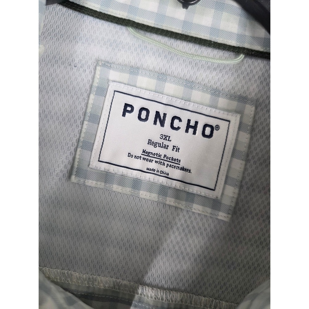 Poncho Bird Island Fishing Shirt Mens 3XL Blue Gingham Magnetic Pocket LS Vented - Picture 7 of 16